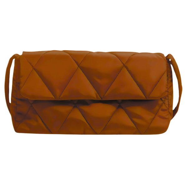 Brown Nylon Flap Shoulder Bag with Ultralight Skrag for Women