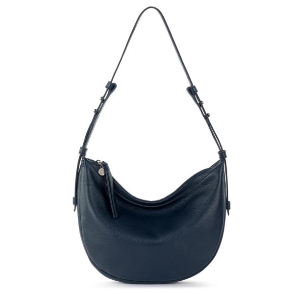 Clicklyn Indigo Blue Pebbled Leather Shoulder Bag With Strap
